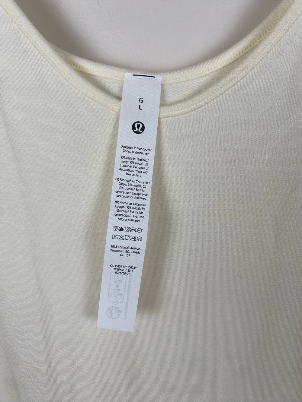 NWT Lululemon BeCalm V-Neck Tank - Coconut Ivory Large - Picture 6 of 7